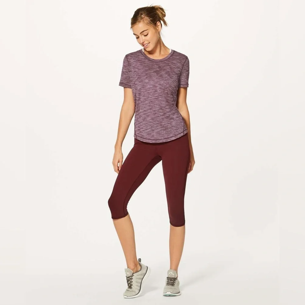 Lululemon Long Distance Short Sleeve in Heathered Garnet Size 4 / 6